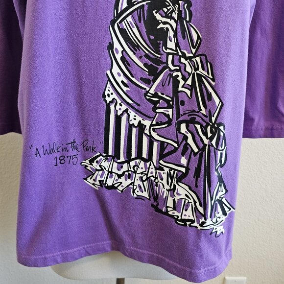 Bob Mackie A Walk In The Park 1875 Steampunk Purple Graphic 3/4 Sleeve Top L - Picture 4 of 10